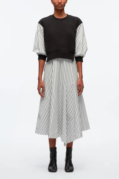 3.1 Phillip Lim Teardrop Sleeve Sweatshirt Dress In Black