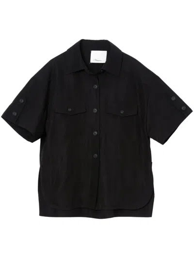 3.1 Phillip Lim Tencel™-blend Short-sleeve Shirt In Black