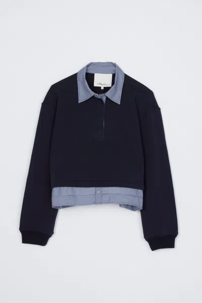 3.1 Phillip Lim Terry Polo With Shirt In Blue