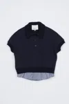3.1 Phillip Lim Terry Polo With Shirting-back In Blue