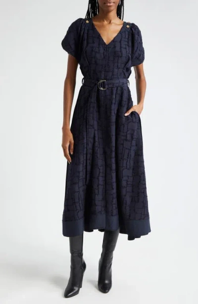 3.1 Phillip Lim Textured Check A-line Dress In Midnight