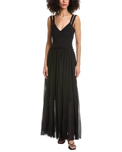 3.1 Phillip Lim Textured Chiffon Ruched Silk-blend Gown In Black