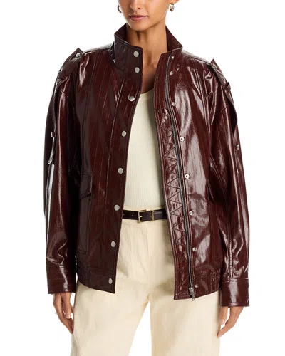 3.1 Phillip Lim Textured Faux Leather Bomber Jacket In Brown