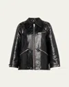 3.1 Phillip Lim Textured Faux-leather Ranch Jacket In Black