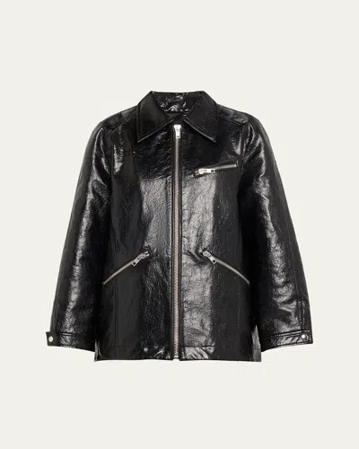 3.1 Phillip Lim Textured Faux-leather Ranch Jacket In Black