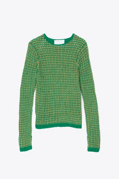 3.1 Phillip Lim Textured Long Sleeve Crewneck In Green