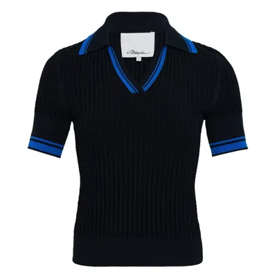 3.1 Phillip Lim Textured Rib Fitted Polo In Black