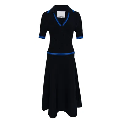 3.1 Phillip Lim Textured Rib Polo Midi Dress In Black