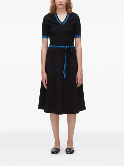 3.1 Phillip Lim Textured Rib Polo Midi Dress In Black