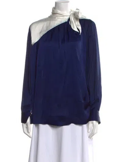 Pre-owned 3.1 Phillip Lim Tie Neck Long Sleeve Blouse In Blue