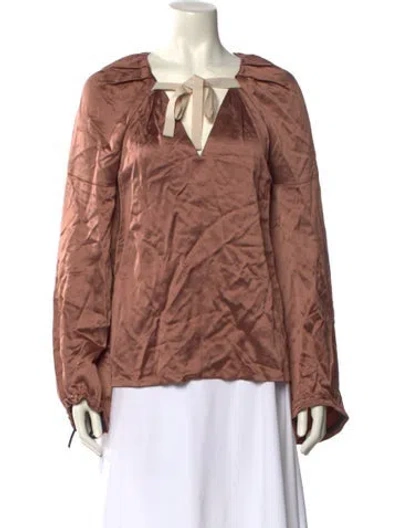 Pre-owned 3.1 Phillip Lim Tie Neck Long Sleeve Blouse In Brown