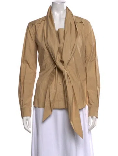 Pre-owned 3.1 Phillip Lim Tie Neck Long Sleeve Blouse W/ Tags In Neutrals