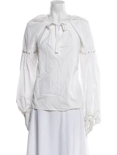 Pre-owned 3.1 Phillip Lim Tie Neck Long Sleeve Blouse In White