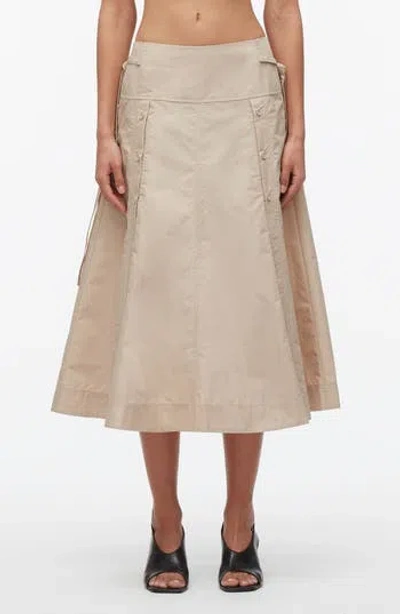 3.1 Phillip Lim Tie Waist Button Midi Skirt In Brown