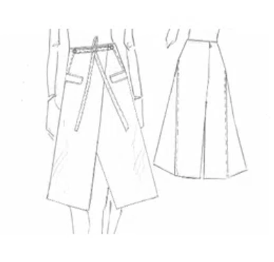 3.1 Phillip Lim Tie-waist Faux Wrap Skirt W Piping In Midnight