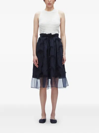 3.1 Phillip Lim Tie-waist Midi Skirt With Organza In Blue