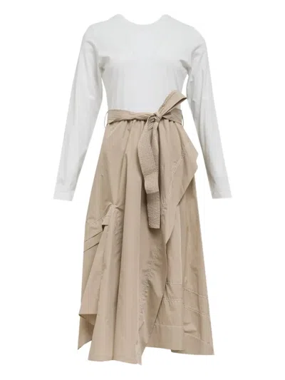 3.1 Phillip Lim Tie-waist Panelled Midi Dress In Neutral