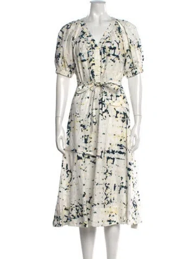 Pre-owned 3.1 Phillip Lim Tie-dye Print Midi Length Dress In Neutrals/white