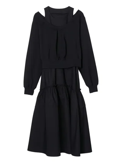 3.1 Phillip Lim Tiered Cold-shoulder Midi Dress In Black