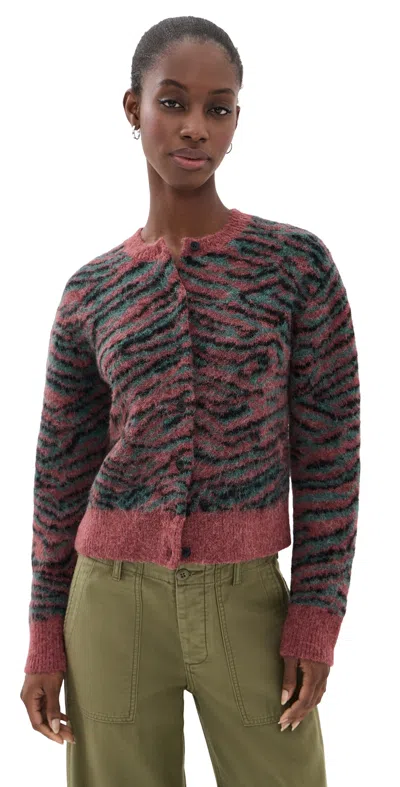 3.1 Phillip Lim Tiger Print Crew Neck Cardigan Sable Multi