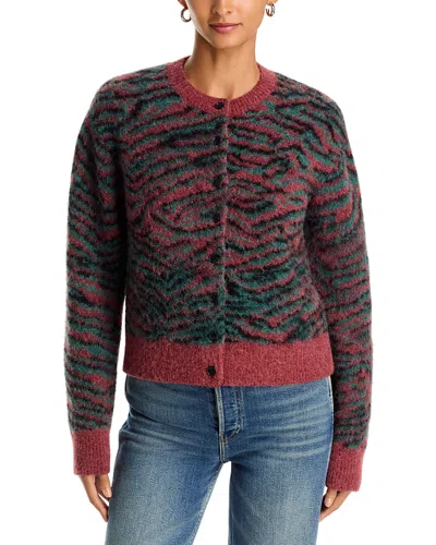 3.1 Phillip Lim Tiger Print Crewneck Cardigan Sweater In Brown