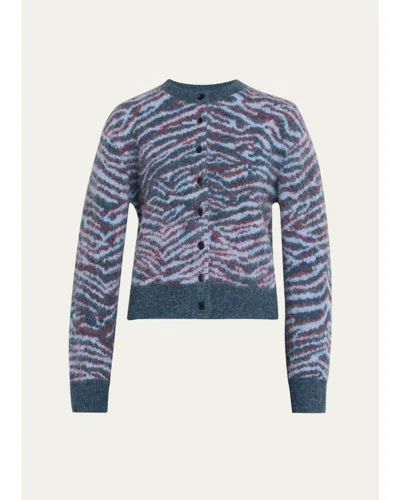 3.1 Phillip Lim Tiger-print Alpaca-blend Cardigan In Petrol Muli