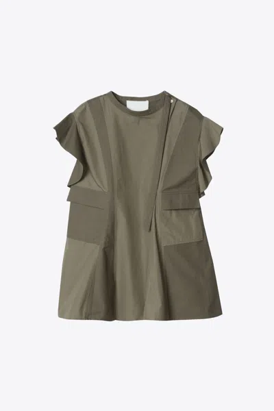 3.1 Phillip Lim Tonal Poplin Blouse With Oxford Combo In Green