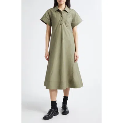3.1 Phillip Lim Trapeze Cotton Poplin Shirtdress In Green