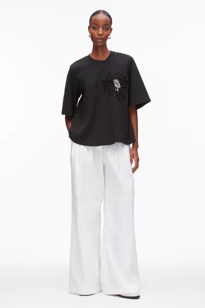 3.1 Phillip Lim Trapeze T-shirt With Floral Appliqué In Black