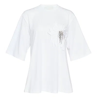 3.1 Phillip Lim Trapeze T-shirt With Floral Applique In White