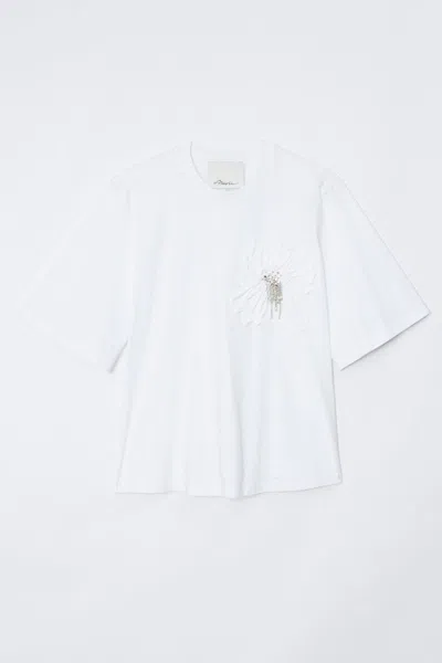 3.1 Phillip Lim Trapeze T-shirt With Floral Appliqué In White