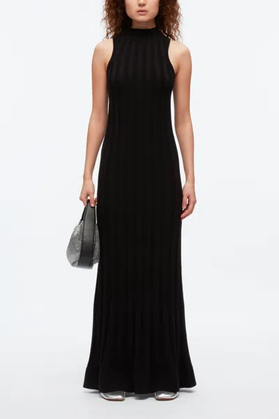 3.1 Phillip Lim Traveling Rib Knit Mockneck Sleeveless Dress In Black