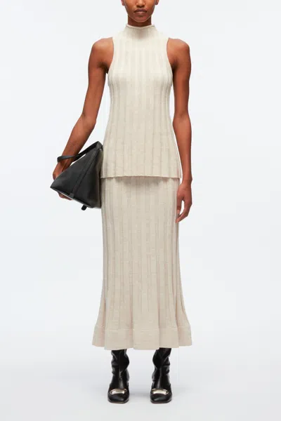 3.1 Phillip Lim Traveling Rib Knit Mockneck Sleeveless Tank In Neutral