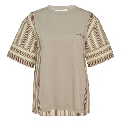3.1 Phillip Lim T-shirt With Stripe Combo Panel In Brown