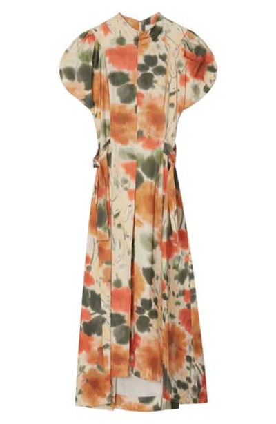 3.1 Phillip Lim Tulip Puff Sleeve Cotton Midi Dress In Brown
