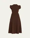 3.1 Phillip Lim Tulip-sleeve Compact Rib Midi Dress In Animal Print