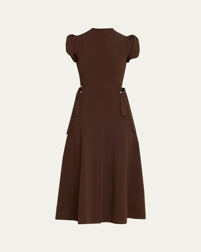3.1 PHILLIP LIM TULIP-SLEEVE COMPACT RIB MIDI DRESS