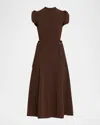 3.1 Phillip Lim Tulip-sleeve Compact Rib Midi Dress In Brown