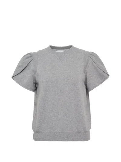 3.1 Phillip Lim Tulip-sleeve Crop-top In Gray