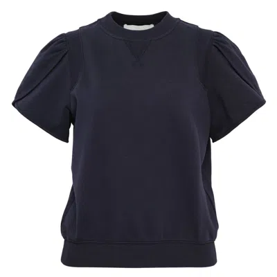 3.1 Phillip Lim Tulip Sleeve French Terry Top In Blue