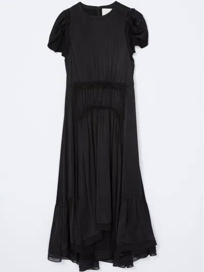 3.1 Phillip Lim Tulip-sleeved Midi Dress In Black