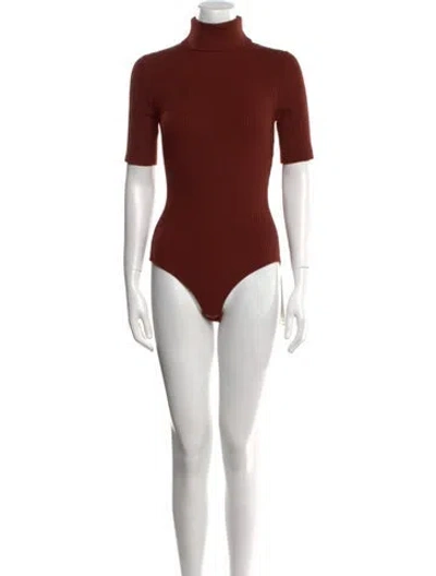Pre-owned 3.1 Phillip Lim Turtleneck Short Sleeve Bodysuit In Brown