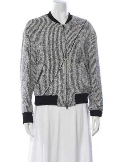 Pre-owned 3.1 Phillip Lim Tweed Pattern Bomber Jacket In Black/white