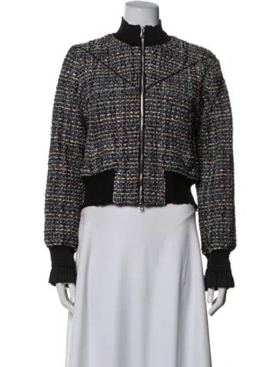 Pre-owned 3.1 Phillip Lim Tweed Pattern Bomber Jacket W/ Tags In Black