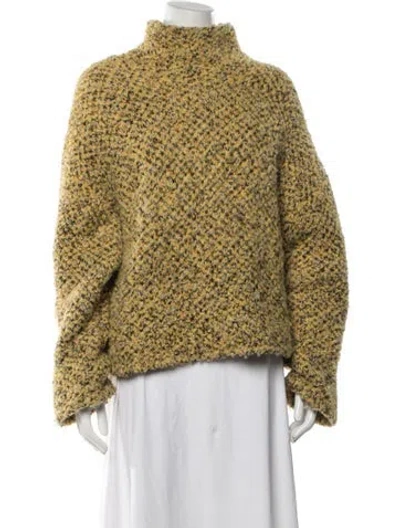 Pre-owned 3.1 Phillip Lim Tweed Pattern Mock Neck Sweater In Yellow