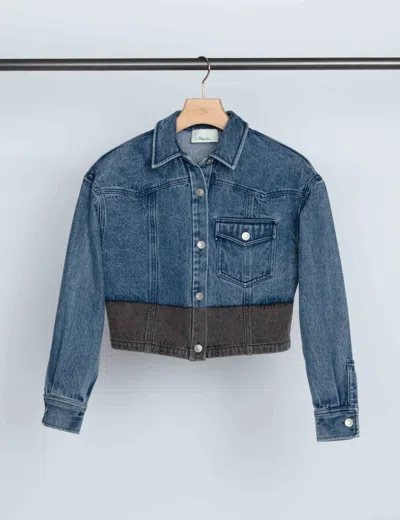 3.1 Phillip Lim Two-toned Cropped Denim Jacket In Blue