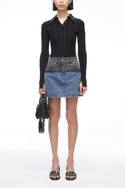 3.1 Phillip Lim Two-toned Denim Mini Skirt In Black