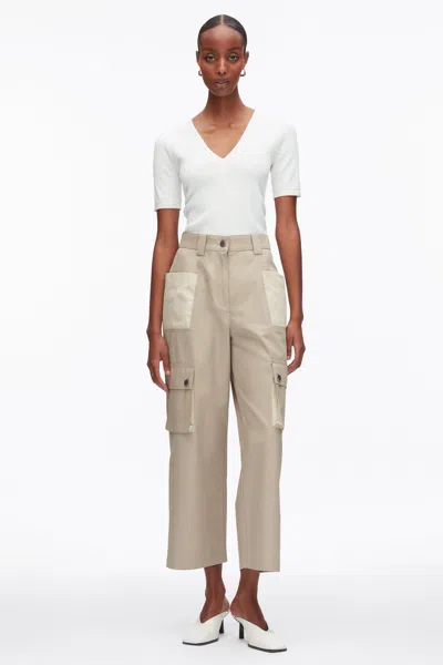 3.1 Phillip Lim Two-toned Cropped Cargo Pants In Khaki-birch