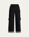 3.1 Phillip Lim Utility Cargo Pants With Contrast Cuffs In Black