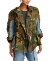 3.1 Phillip Lim Patchwork Camo Ripstop Cinched Utility Jacket Dark Olive Multi In Dark Olive